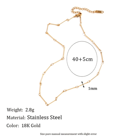Minimalist Geometric Bar Link Necklace Bracelet And Anklet Stainless Steel 18K Gold Plated Fashion Jewelry For Women