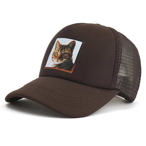 Mesh Trucker Hat With Realistic Cat Patch Breathable Summer Sun Hat Adjustable Snapback Baseball Cap For Men Women Casual Outdoor Hat
