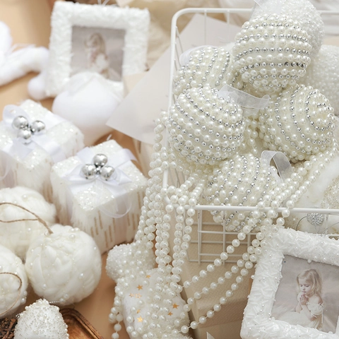 Decorazioni Natalizie Palle Appese Künstliche Perle Sintetiche Schiuma Tessuto Glitter Decorazione Albero Arredamento Casa Per Le Feste Stile Nordico Elegante