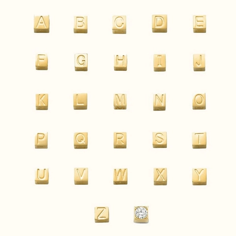 Alphabet Letter Cube Beads 14K Gold Plated Stainless Steel For DIY Jewelry Making Square Spacer Charms Initial Letters Individual Style