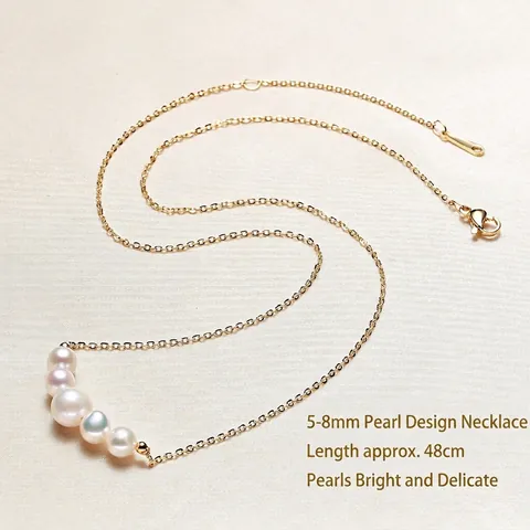 Graduated Freshwater Pearl Necklace For Women 14K Gold Filled Chain Elegant Minimalist White Pearl Jewelry Chic Accessories