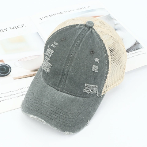 Casquette De Baseball En Coton Lavé Vieilli Avec Filet Vintage Trucker Hat Réglable Respirant Streetwear Hommes Femmes