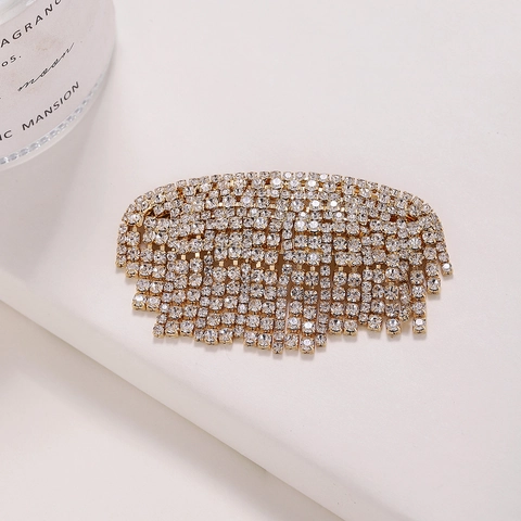 Molletta Per Capelli Con Nappe In Strass Oro Metallo Luccicante Fermaglio Laterale Elegante Accessori Per Capelli Lusso