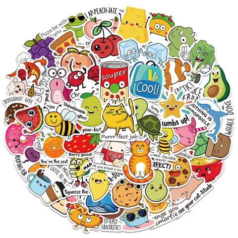 Cartoon Wortspiel Aufkleber Wasserdichte PVC Motivierende Sticker Für Laptop Koffer Kühlschrank Belohnung Geschenk Kinder