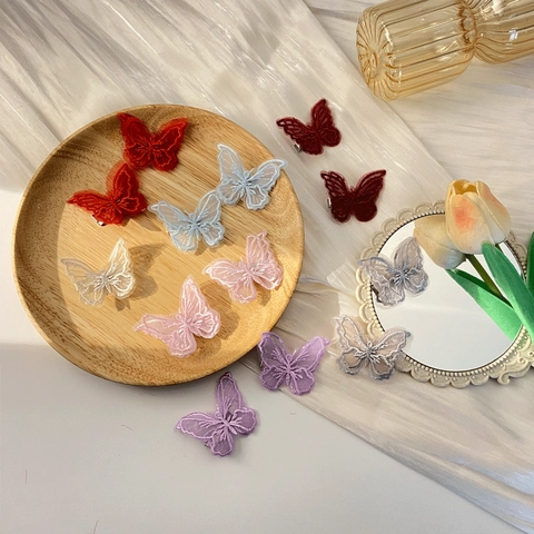 Pinces À Cheveux Papillon En Dentelle Brodée Fleur En Maille Barrettes Douce Fée Accessoires Pour Femmes Filles