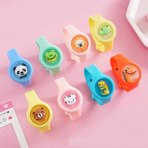 Kids Mosquito Repellent Bracelet Silicone Luminous LED Light Up Natural Plant Essential Oil Cartoon Animal Adjustable Strap