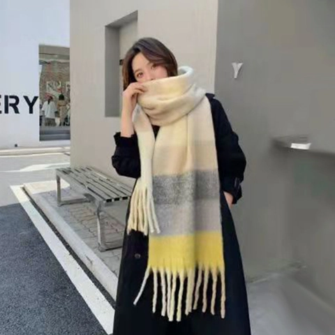 Winter Warmer Viskose Karomuster Schal Für Unisex Langer Farbverlauf Gestreifter Schal Mit Quasten Weich Herbst Winter Halstuch