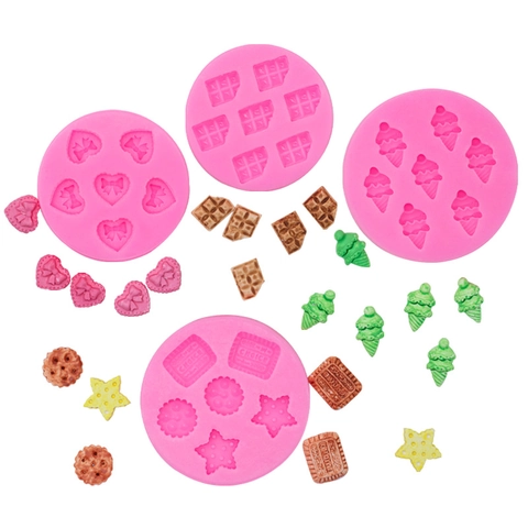 Stampi In Silicone Per Miniature Alimentari Fai Da Te Cioccolato Fondente Argilla Artigianato Gelato Biscotto Cuore Fiocco Forme Resistente Calore