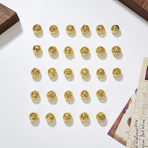Vintage Hollow Alloy Beads Gold Plated Sphere Spacer Beads For DIY Jewelry Making Bracelet Necklace