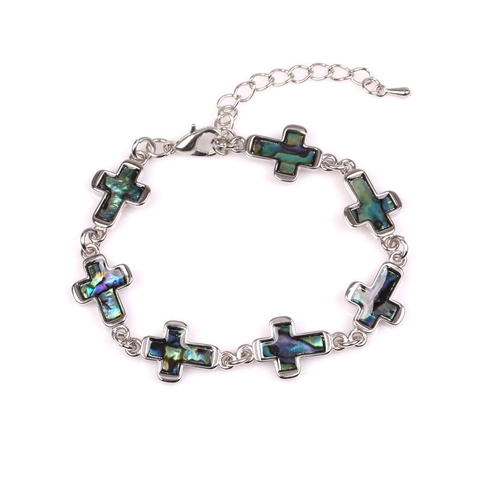 Fashion Abalone Shell Inlay Bracelet Women Silver Plated Alloy Heart Cross Butterfly Animal Shape Bohemian Jewelry