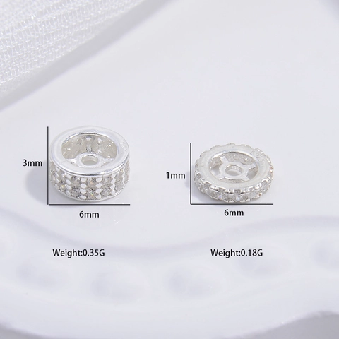 Perle Distanziatrici In Argento Sterling 925 Con Zirconi Incastonati Forma Ruota Tonda Per Fai Da Te