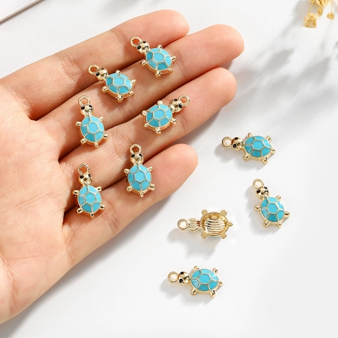 Sea Turtle Charms Alloy Enamel Drip Oil Pendants For DIY Jewelry Making Colorful Cute Ocean Animal Jewelry Accessories