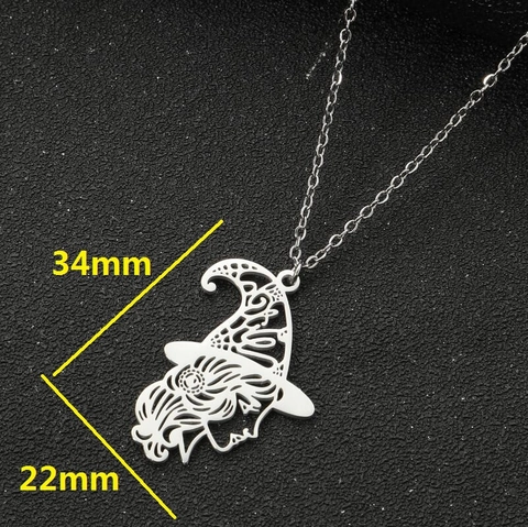 Collar Con Colgante De Silueta De Bruja Acero Inoxidable Calado Halloween Joyería Gótica Para Mujer