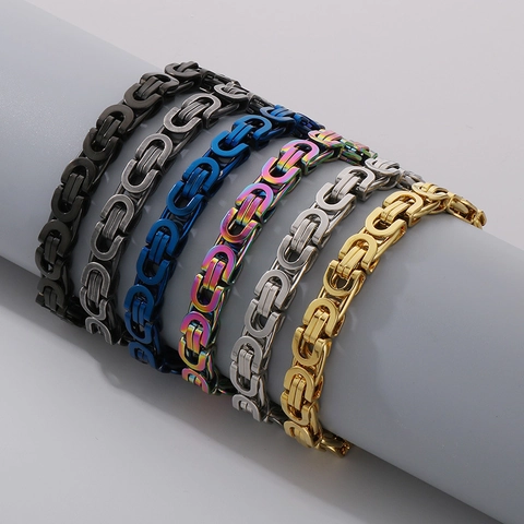 Collar Y Pulsera De Cadena De Emperador Bizantino Acero Inoxidable Joyas Hip Hop Estilo Punk Genial Unisex