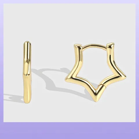 Boucles D'oreilles Créoles En Forme D'étoile En Cuivre Plaqué Or 18 Carats Bijoux De Mode Géométriques Minimalistes Pour Femmes