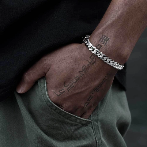 Bracciale a Catena Cubana in Acciaio Inossidabile con Zirconia Hip Hop per Uomo Donna Chiusura Pavé Oro Gioielli Streetwear