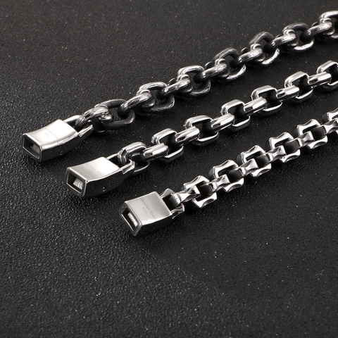Herren Retro Industrial Punk Armband 316L Edelstahl Schwere Quadratische Gliederkette Schmuck