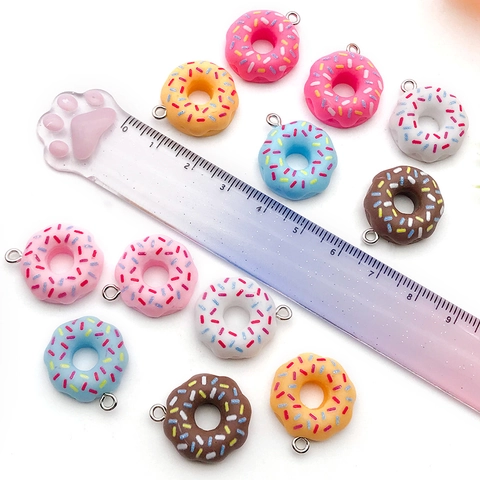Ciondoli A Ciambella In Resina Colorata Pendenti Alimentari Di Simulazione Con Anello In Metallo Per Gioielli Fai Da Te