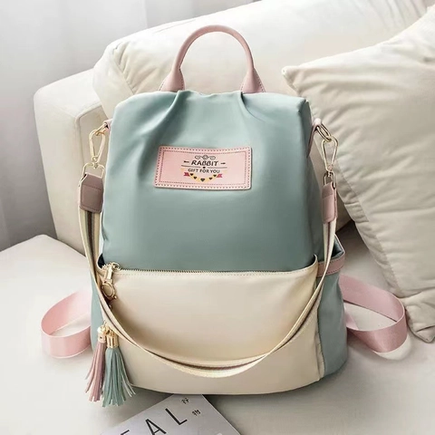 Sac À Dos Mode Pour Femmes Tissu Oxford Nylon Grande Capacité Imperméable Antivol Sac D'école Voyage Avec Gland