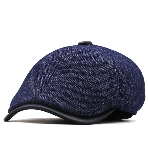 Heren Ivy Pet Wolmix Visgraat Flat Cap Met Oorkleppen Warme Winter Britse Retro Newsboy Hoed Kunstleren Klep