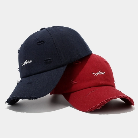 Retro Distressed Baseball Cap Baumwolle Abgenutzt Buchstaben Stickerei Vintage Soft Top Verstellbar Sonnenhut Herren Damen