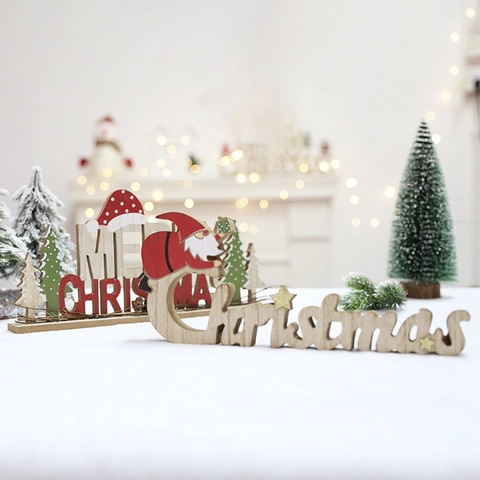 Joyeux Noël Décoration De Table En Lettres De Bois Ornement En Bois Évidé Sapin De Noël Père Noël Décor Pour Maison Bureau Fête