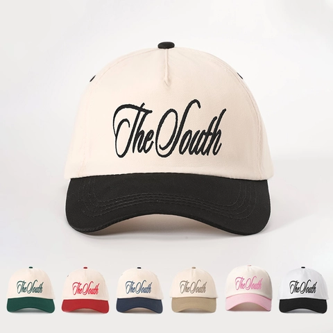 Cappellino Baseball Colore Contrasto Ricamato Lettera The South Poliestere Vintage Retro Regolabile Protezione Solare