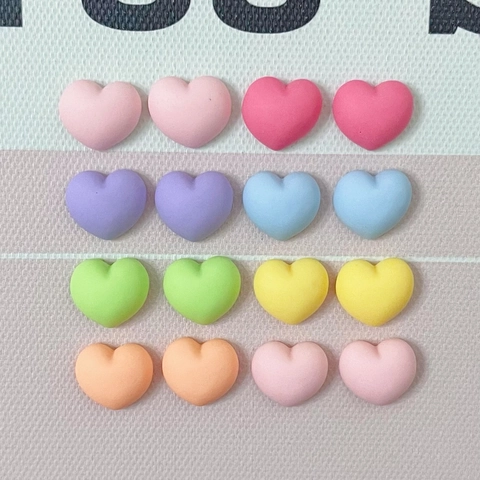Mini Heart Resin Charms Matte Frosted Macaron Color Cabochons For DIY Jewelry Making Nail Art Phone Case Decor