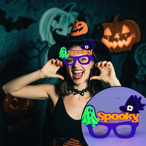 Αποκριάτικα Γυαλιά Φθορισμού UV Halloween Φάντασμα Κολοκύθα Αράχνη Τσόχα Πλαστικός Σκελετός Διακόσμηση Φεστιβάλ Αξεσουάρ