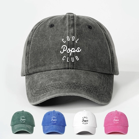 Gewaschene Polyester Baseballkappe COOL Pops CLUB Buchstabendruck Vintage Verstellbare Sonnenschutz Dad Hat Für Herren Damen