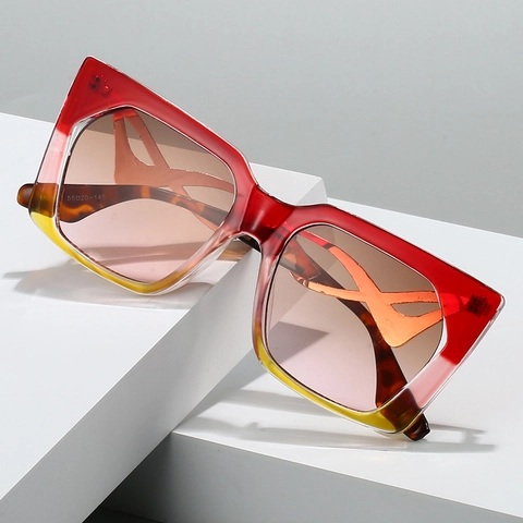 Vierkante Oversized Zonnebril Voor Dames UV400 Bescherming PC Frame Metalen Vlampoten Retro INS Mode Eyewear