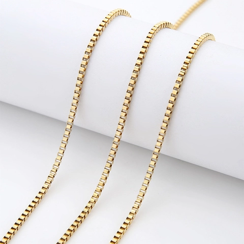 Stainless Steel Box Chain 18K Gold Plated DIY Jewelry Making Accessory For Necklace Bracelet Vacuum Plating High Quality