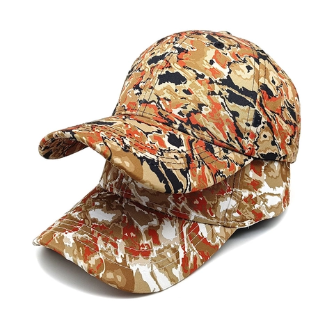 Casquette De Baseball Imprimé Camouflage Polyester Réglable Rétro Streetwear Protection Solaire Hip Hop Casual