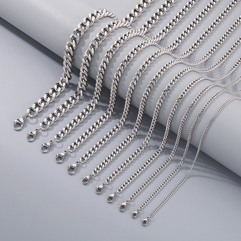 Chain Necklace Stainless Steel Hip Hop Minimalist Cuban Link Fashion Jewelry For Men And Women Unisex Accessory