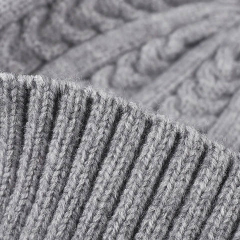 Cable Knit Beanie Hat Thick Warm Faux Rabbit Hair Ribbed Cuff Winter Autumn Skull Cap For Men Women