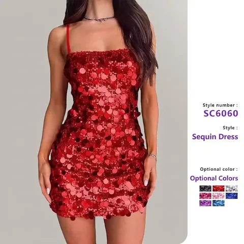 Women Sexy Sequin Cami Dress Backless Bodycon Mini Dress For Party Nightclub Banquet Polyester Sleeveless Evening Dress