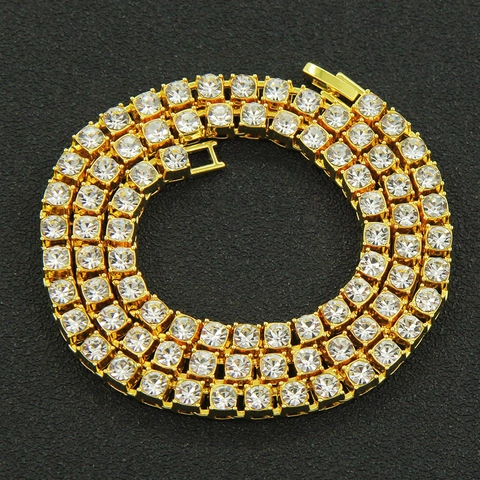 Collana Tennis Hip Hop A Singola Fila Lega Strass Iced Out Bling Punk Gioielli Per Uomini Donne Accessorio Alla Moda