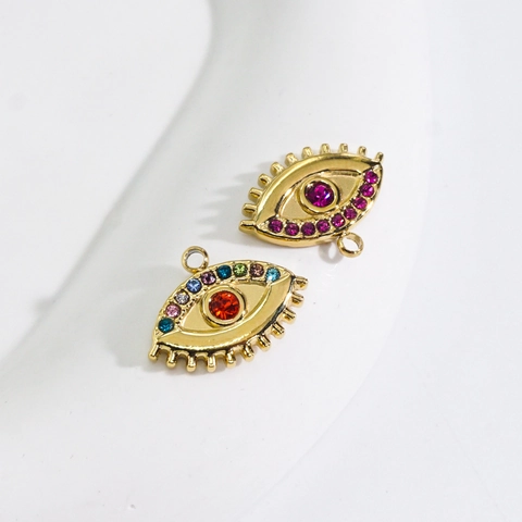 Stainless Steel Evil Eye Charms 14K Gold Plated Zircon Pendants DIY Jewelry Making Findings Colorful Sparkling Accessory
