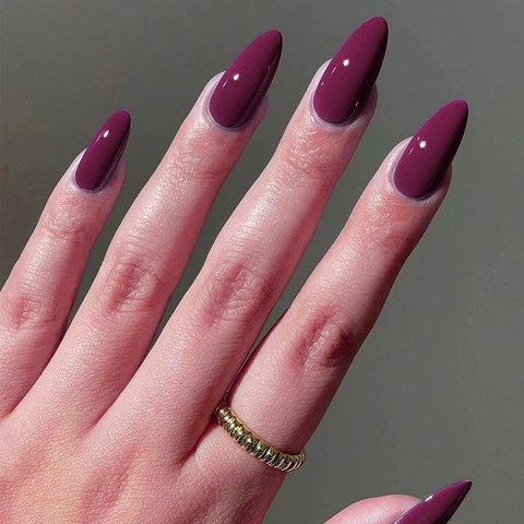 Uñas Postizas Press On Forma De Almendra Larga Rojo Rosa Brillante Manicura Reutilizable Para Mujeres Elegante