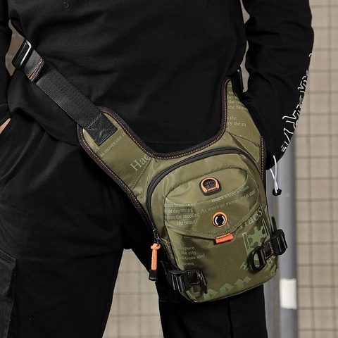 Men Drop Leg Bag Nylon Wear Resistant Multi-Pocket Tactical Waist Pack Outdoor Sports Cycling Messenger Shoulder Bag