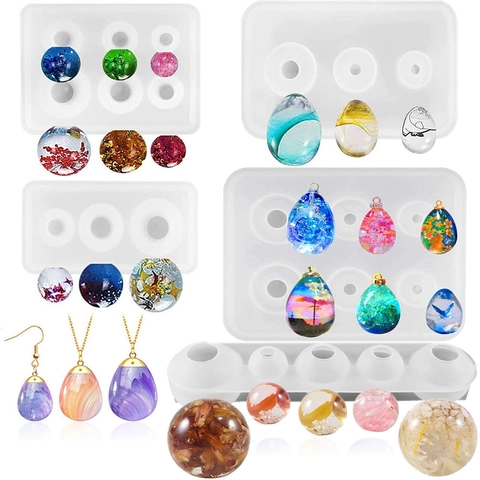 Starry Sky Ball Silicone Mold For Resin Casting Sphere And Egg Shape DIY Jewelry Pendant Making Tool Clear Flexible