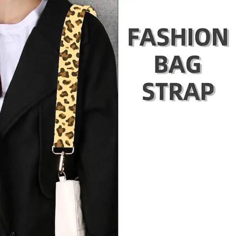 Adjustable Replacement Shoulder Strap Wide Polyester Printed Webbing Crossbody Handbag Accessory Gold Metal Buckle