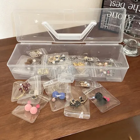 Portable Transparent Plastic Jewelry Case Multi Compartment Travel Jewelry Organizer And Self Sealing Bags Dustproof Storage