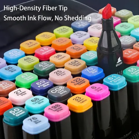 Dual Tip Markers Alcoholic Oily Ink High Density Fiber Fine And Broad Nib For Art Drawing Sketching Design School Supplies