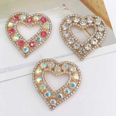 Hohl Herzform Legierung Strass DIY Schmuckherstellung Zubehör Für Schuh Charms Handyhülle Dekor Funkelnder Luxus