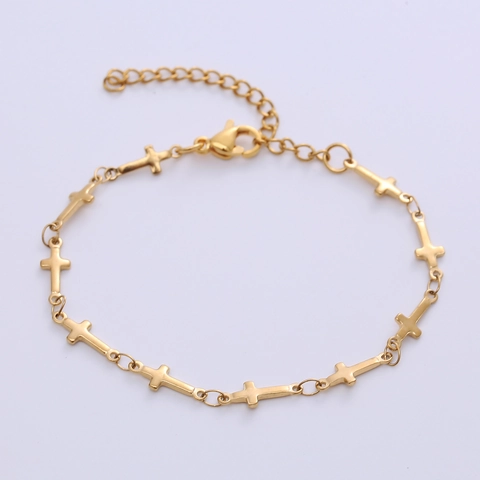 Stainless Steel Heart Star Cross Geometric Charm Adjustable Chain Jewelry Bracelet Necklace Anklet For Women Men Minimalist