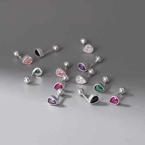 S999 Feinsilber Wassertropfen Ohrstecker Strass Schraubverschluss Kleine Minimalistische Ohrringe Für Damen Schmuck
