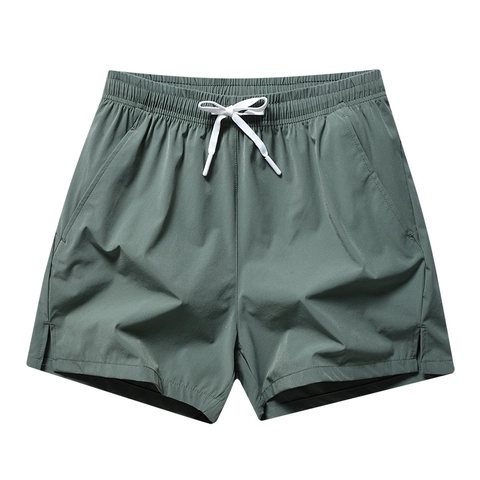 Men's Shorts Quick Dry Ice Satin Lightweight Elastic Waist Drawstring Pockets Side Slits Sports Running Gym Casual