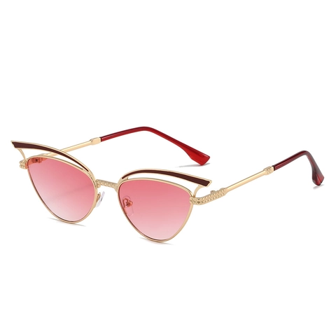 Gafas De Sol Vintage Cat Eye Huecas Montura De Metal Protección UV400 Gafas De Personalidad De Moda Para Mujer