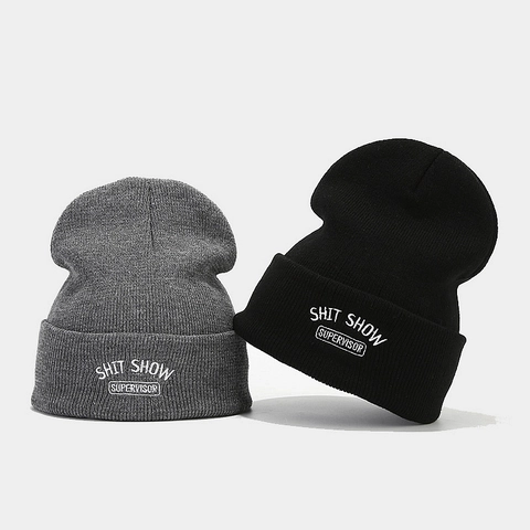 Strickmütze Beanie Acryl Winter Warm Buchstab Stickerei Streetwear Lässig Outdoor Totenkopfkappe